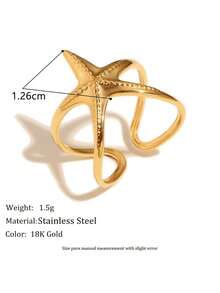 MamacitaSlay 时尚度假风格海星和贝壳开口戒指 - 金色 - 戒指 - 查看 11