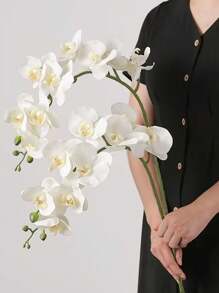 5 piezas de 27 pulgadas Ramas de flores artificiales de Phalaenopsis, para decoración del hogar, oficina, boda, escuela, dormitorio, plantas artificiales, diseño de escenarios, decoración de habitaciones, decoraciones de fiestas y días festivos, decoraciones navideñas, decoraciones de Año Nuevo, accesorios de decoración para dormitorio