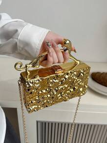 Luxury Gold Silver Women Party Evening Bag For Women Chain Clutch Handbag Purse Acrylic Transparent Crossbody Shoulder Bag Mini