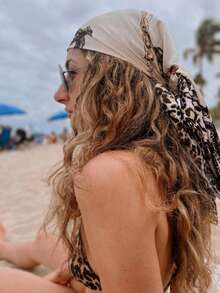 1pc Women's Fashion Chain & Rope Print 90cm Square Scarf, Printed Scarf Versatile For Spring & Autumn - 218-beige - View 2