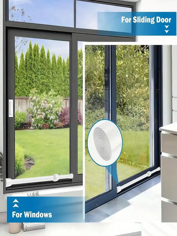 Una barra de seguridad ajustable de metal suave para ventanas y puertas de vidrio, equipada con una barra de bloqueo deslizante de seguridad y una punta de goma - Estructura de metal duradera, seguridad mejorada, adecuada para la mayoría de las puertas, cerraduras del hogar, cerraduras de puertas, superficie de metal elegante, estructura resistente