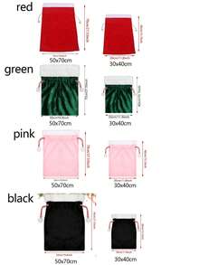 红色/绿色/粉色/黑色天鹅绒圣诞老人礼品袋带抽绳 - 圣诞树主题大号圣诞老人礼物袋 - 1 件 - 彩色 - 查看 10