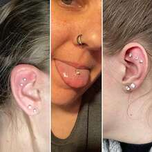3/9 件 16G 时尚不锈钢唇钉穿孔珠宝水晶 CZ 梦露鼻唇钉耳轮耳屏耳蜗软骨耳环 6/8/10 毫米 - 3pcs - 查看 4