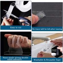 Transparent Double-Sided Adhesive Tape, 9.85 Feet (3 Meters) Extra Strong And Washable, Thin Nano Tape, Removable, No Residue, Non-Slip, Reusable, Adhesive Tape For Carpet, Kitchen, Car, Or Office - 1 - 查看 4