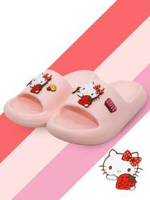 Sanrio Hello Kitty Pantuflas para niñas, zapatos de dibujos animados, antideslizantes, zapatos lindos de dibujos animados para interiores, baño, playa, niños | Zapatos Sanrio - Rosa vieja - Ver 3