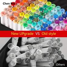 Chen Rui Canetas marcadoras permanentes com ponta dupla, pincel e cinzel, 168/120/100/80/60/48 cores, com base, perfeitas para artistas adultos, colorir animes, esboçar ilustrações e fazer cartões, presente de Natal e Ano Novo - recarregáveis, volta às aulas