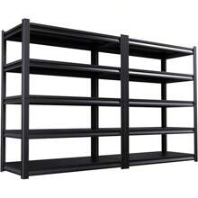 72" H Garage Shelving Heavy Duty 5-Tier Storage Shelves, 2500 Lbs Adjustable Metal Shelving Unit, Utility Storage Rack Shelf For Garage, Basement, Pantry, Black (72 "H X 36" W X 16" D)