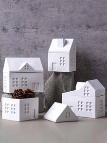 2PCS/Set European House Storage Box Silicone Mold, DIY Creative Simple House Candle Cup Plaster Mold, Home Decoration Gift Ornaments Epoxy Resin Mold, Handicraft Production Epoxy Resin Casting Molds - White - View 5