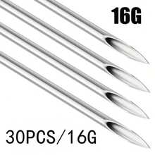 316 Stainless Steel Needles - 12G, 13G, 14G, 16G, 18G, 20G, Suitable For Ear Cartilage, Ear Lobe, Helix, Conch, Nose, Tongue, Eyebrow, Lip Piercing Tools - Silver - View 36