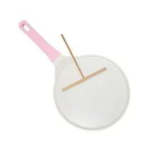 10 Inch Ceramic Nonstick Crepe Pan With Spreader Pink