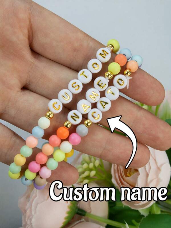 Custom Beaded Bracelets For Women,Personalized Bracelets,Customized Name Friendship Bracelets,Customizable Text Gifts For Girls,Silicone Color Charm Bracelets,Women Bracelets,Birthday Gifts,Handmade Jewelry,Valentine's Day,Bridesmaids,Sisters,Anniversaries,Proms,Kids,Parties,Couple,Friend,Family
