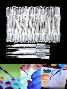 100个一次性1-3毫升塑料滴管瓶，带刻度，适用于DIY环氧树脂、硅胶模具、珠宝制作及其他配件 - 無色 - 查看 1
