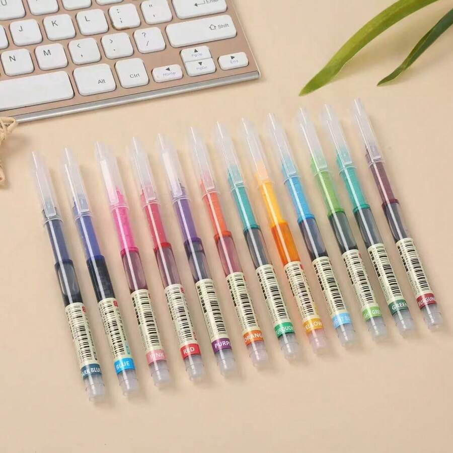 24pcs Multi-Color Liquid Ink Rollerball Pens Set, For Drawing & Writing School Supplies, Back To School - Multicolor - View 1