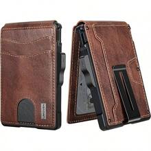 Umoven Wallet For Men - With Money Clip Slim Leather Slots Credit Card Holder RFID Blocking Bifold Minimalist Wallet - 棕紅色 - 查看 12