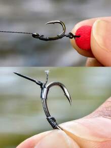 SOUGAYILANG 1pc Professional Steel Wire Double-Barbed Fishing Hooks - 4 Sizes (6,8,10,12) - Precision Ground Sharp Tip & Smooth Line-Ring - Superior Bait Holder Hook