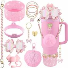 11PCS Complete Tumbler Accessories Set, Ultimate Value Pack With Full Protection & Decor, All-In-One Kit - 1 粉紅色 - 查看 8