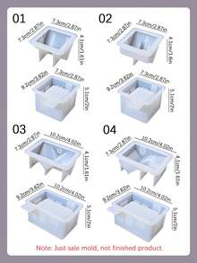 2PCS/Set European House Storage Box Silicone Mold, DIY Creative Simple House Candle Cup Plaster Mold, Home Decoration Gift Ornaments Epoxy Resin Mold, Handicraft Production Epoxy Resin Casting Molds - White - View 3