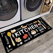 1/3 piezas Juego de alfombras de cocina, alfombra de poliéster tejida antideslizante, lavable a máquina, alfombra rectangular ligera con diseño de comida y vajilla, adecuada para dormitorio, sala de estar, comedor, cocina, baño