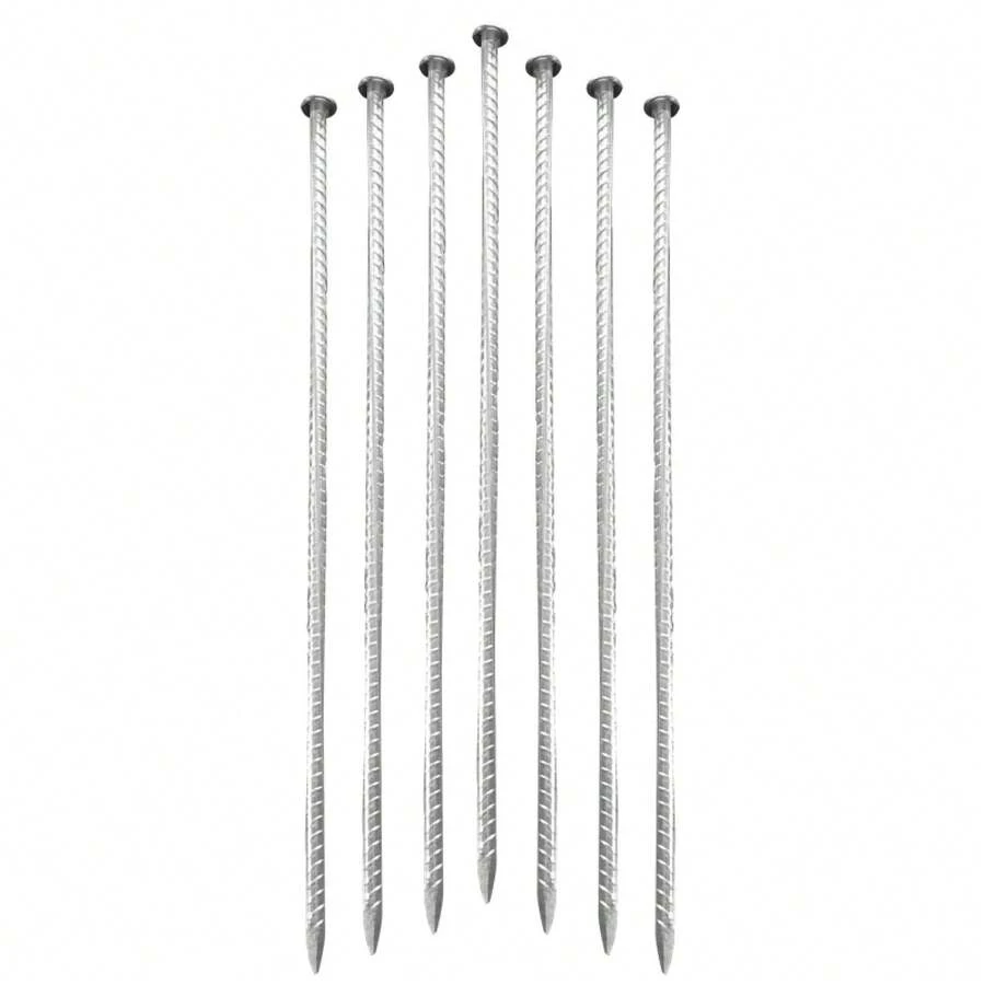 12-Inch Steel Rebar Stakes (8 Pack) - Heavy Duty Rust-Proof Ground Pins For Landscaping,  Barrier, Erosion Control, Tents & Concrete - Sharp Chiseled Tip For Easy Hammering