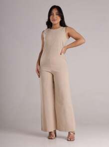 Macacão Feminino Longo Em Linho Bolsos e Zíper Moda Elegante Simples Casual Elegante Linho Pantalona Macacão Diário Viagem Festa de aniversário Feriado