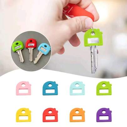 8pcs/16pcs 2.8cm Silicone Key Organizer - Expandable ID Tag, With Blank/Pre-Printed Labels, Soft Touch Key Cap Set - For Home/Office Universal Key Cap