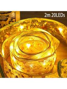 1 个 LED 圣诞装饰灯带，暖白光，圣诞树 LED 丝带灯，带闪光效果的圣诞花环，彩色灯透明蕾丝蝴蝶结灯串，节日派对树装饰，温馨浪漫的节日氛围灯带用于节日装饰，家庭派对装饰圣诞树顶部装饰（需自带 3 节 7 号电池） - 彩色 - 查看 16