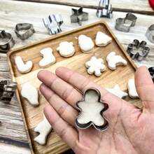 15pcs Mini Christmas Cookie Cutter Set Stainless Steel Cookie Mold Santa Claus, Snowflake, Christmas Tree, Snowman, Angel Shapes Baking Tools Small Cookie Molds - Silver - View 6