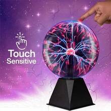 A Plasma Ball Light, 3 Inches, Touch And Sound Activated Lightning Ball, Magical, Interactive, Create Atmosphere, Fun And Scientific Light, Party Props, Handicraft Decoration, Birthday Thanksgiving Christmas Gift USB Plug - 3吋電池-USB - 查看 2