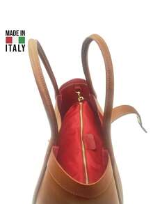 Stylish Multifunctional Tote Bag With Shoulder Strap-MADE IN ITALY FIRENZE - Deep Camel D17 - View 4