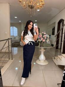 Women's Fleece Set With Long Skirt And Button-Down Top – Style, Comfort And Versatility For Everyday Life - 藏蓝色 - 查看 2