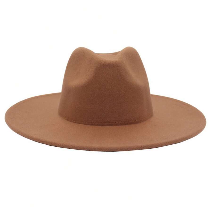JewelryWe Fedora Hat With Large Brim Men Women Retro Panama Floppy Hat Panama Hat Made Of Felt Suede Western Hat For Performance Party Show Cosplay Wedding Daily Life Camping Hiking Fishing - 卡其色 - 查看 1