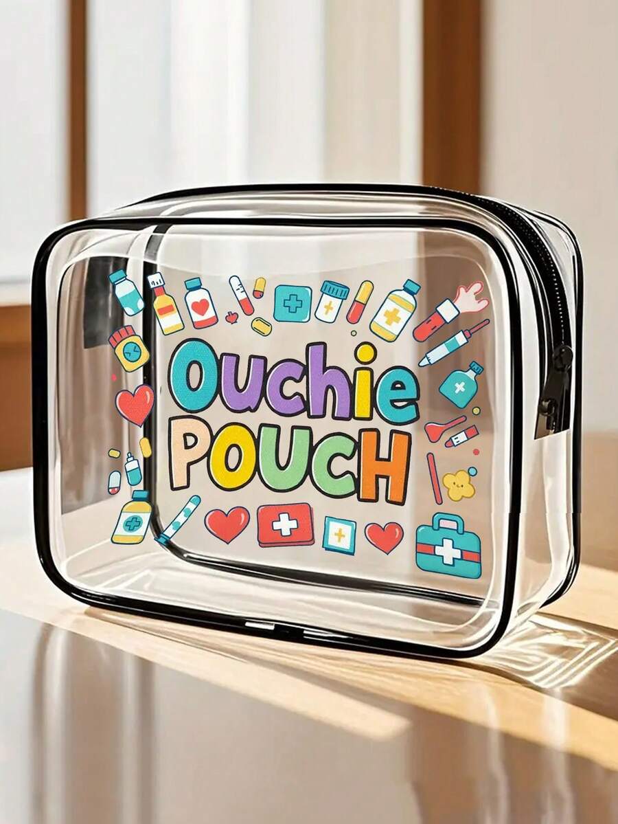 新款 Ouchie 收纳袋 - 透明洗漱包、医疗包、旅行必备品、拉链便携式旅行洗漱包、沙滩透明 PVC 洗漱包、防水收纳袋、透明收纳袋、线缆和 USB 收纳袋、机场航空标准 PVC 化妆包，用于存放药品、医疗包等。