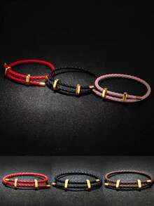 1pc 3.0mm Leather Cord Fashion Figure-8 Clasp Adjustable DIY Bracelet - Multicolor - View 2