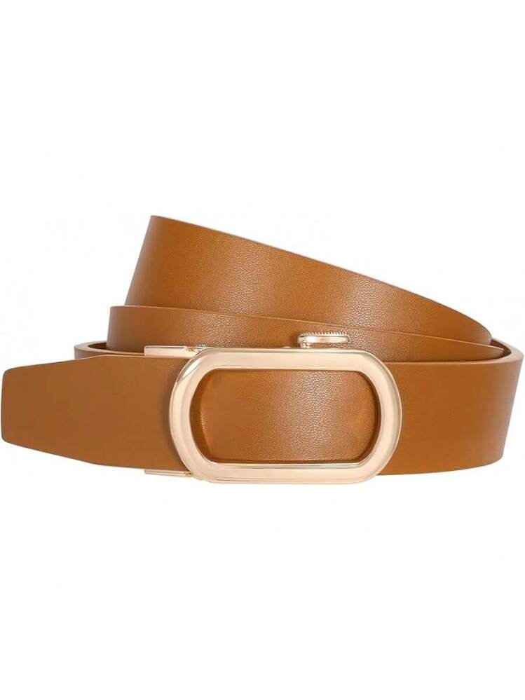 Women\'s Ratchet Leather Belt with Gold Automatic Sliding Buckle, 1.2\