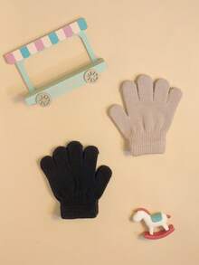 2 pares de guantes cálidos y versátiles de unicolor para niños, esenciales para bebés, aptos para otoño/invierno - Multicolor - Ver 5