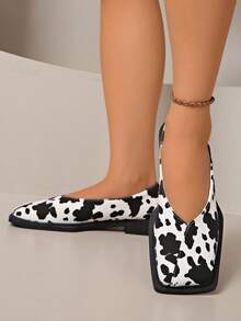 2025新款时尚女式珍珠漆皮复古方头玛丽珍平底鞋，百搭春秋乐福鞋，2025新款热销女式平底鞋 - 黑與白 - 查看 9