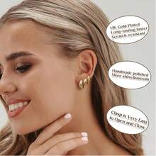 3Pairs Gold Hoop Earrings Set For Women Chunky Huggie Dainty Earrings Jewelry For Women Teens