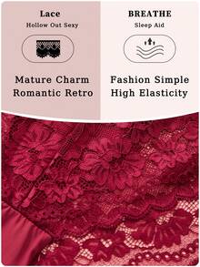 4 sztuki jednokolorowych, seksownych, koronkowych, wyciętych, półprzezroczystych damskich spodni plus size z trójkątną talią, dojrzałego uroku, retro, francuskiej, romantycznej, słodkiej bielizny, swobodnych i wygodnych, lekkich, miękkich, jedwabistych, całorocznych majtek, odpowiednich do domu, podróży, na imprezy, na prezenty