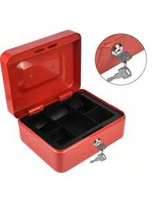 HALMAN Caja Registradora, Caja para Dinero de Negocio con Llaves(20x 16 x 9 Cm/7.9*6.3*3.5in), Caja fuerte de dinero de gran tamaño con bandeja, 2 llaves, cajón y cerradura, caja de segurida para oficina y negocios, caja de ahorro, material de metal,, Caja Registradora, Caja de Efectivo Portable para Guardar, caja con cerradura,Caja Registradora, Caja para Dinero de Negocio con Llaves,Caja Registradora de Segurida con,Caja Fuerte para Dinero Metálica con Cerradura y  Llaves ,Caja Dinero Fuerte Segurida,cash Box Metálica Mate Mediana,cajón y cerradura, caja de segurida para oficina y negocios, caja de ahorro, material de metal, caja con cerradura, regalo de regreso a la escuela,  Caja de Efectivo Portable para Guardar Joyas, Relojes, Billetes, Monedas - Rojo - Ver 8