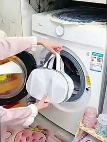 1 Stück grau/blaue Wäsche-Trockentasche, Alles-in-einem Hänge-Wäschebeutel, kann andere kleine Artikel waschen, direkt zum Trocknen aufhängen, zeitsparend, platzsparend - Verschiedenfarbig - Übersicht 5