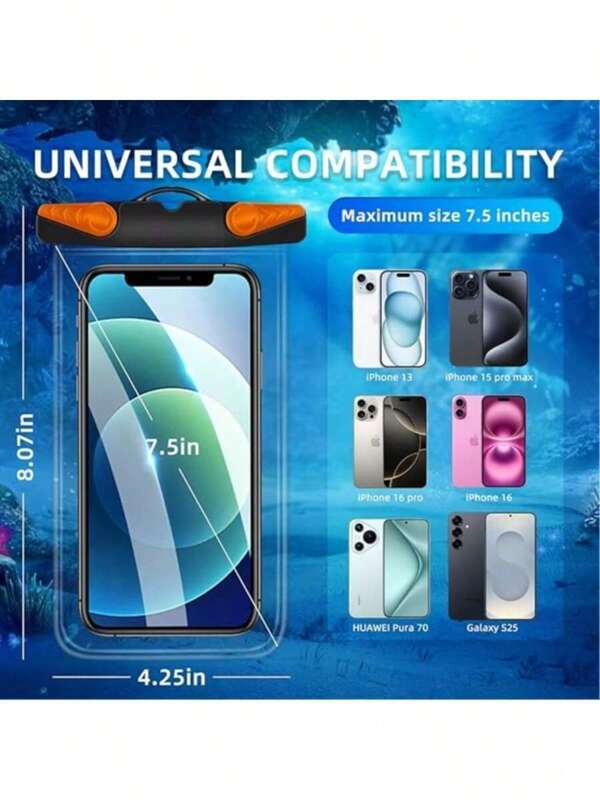 1pc Waterproof Phone Pouch, Waterproof Phone Case With Lanyard, Suitable For Various Phones, Beach, Swimming, Diving, Outdoor Cycling, Fishing, Dry Bag For Kayaking, Cruising, Made Of PVC Material