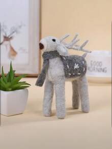 1 件可爱毛毡鹿饰品，治愈圣诞鹿桌面装饰 - 适用于书架、客厅、办公室柜台、入口和节日家居装饰 - 彩色 - 查看 6