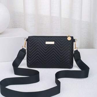 Women's New Fashion Wavy Embossed Chain Crossbody Bag, Polyester Lining, Shoulder Bag, Clutch, Envelope Bag, Suitable For Daily Commute And Vacation