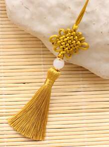 1 Pc Of Retro Chinese Style Tassel Pendant Bag Decoration Accessory Wearing Jade Bead Tassel Multifunctional USB Bookmark Car Pendant Suitable For Daily Use Fall
