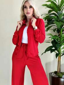 Women Two-Piece Outfits - Red - View 2