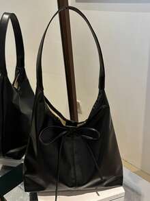 时尚大容量女士单肩包，设计手提包 - 黑色 - 查看 10