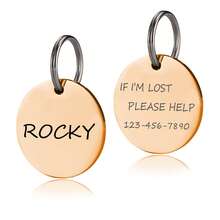 1pc Personalized Pet ID Tag Customizable Round Name And Number Engraved Cat Dog Collar Tag Dog Memorial Tag For Pets Silent Pet Tags - Multicolor - View 12