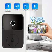 1 件迷你 Wifi 视频门铃带摄像头无线手机遥控智能可视门铃双向通话照片记录语音更改功能内置 USB 可充电电池 - 彩色 - 查看 3