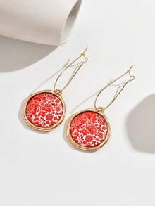 Retro Luxury Blue And White Porcelain Cloisonne Pattern Long Hook Earrings, Suitable For Women's Vacation, Gifts, And Daily Wear - Gold - View 9