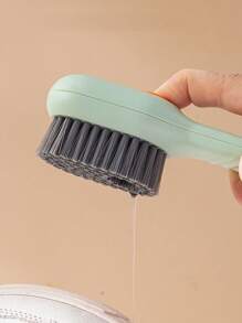 1pc Multi-Function Cleaning Brush With Liquid Dispenser, Home Use Pressure Activated Shoe Cleaning Brush, Soft Bristle Clothing Cleaning Brush
